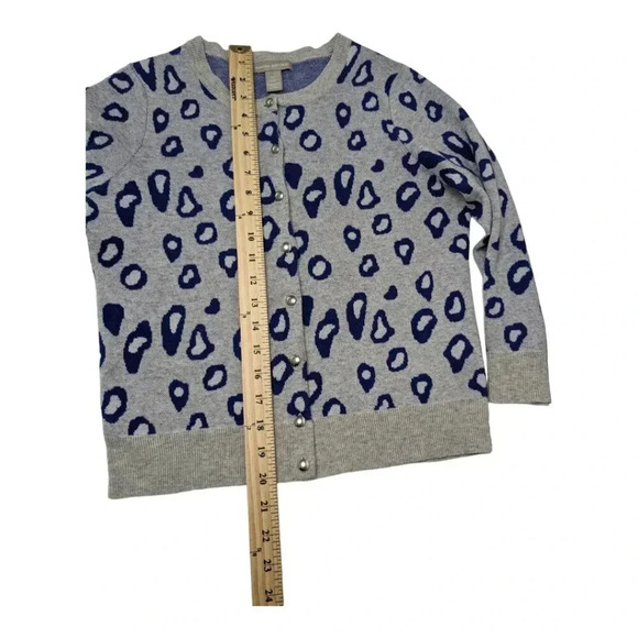 Banana Republic Womens Grey Blue Leopard Print Cardigan Sweater Wool Knit Sz S/P - Picture 13 of 14
